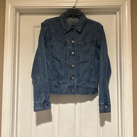 Riveted by Lee Vintage Denim Blue Jean Trucker Jacket Women’s Size Large Regular - Picture 1 of 7